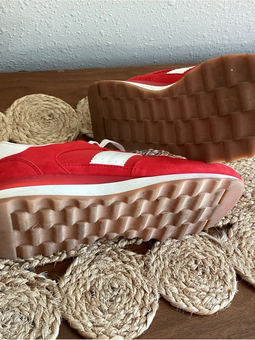 Steve Madden Red and White Women's Athletic Sneakers